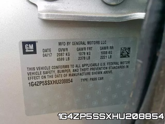 1G4ZP5SSXHU208854 фото 2