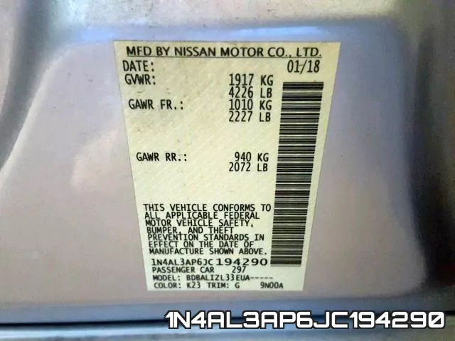 1N4AL3AP6JC194290 фото 2