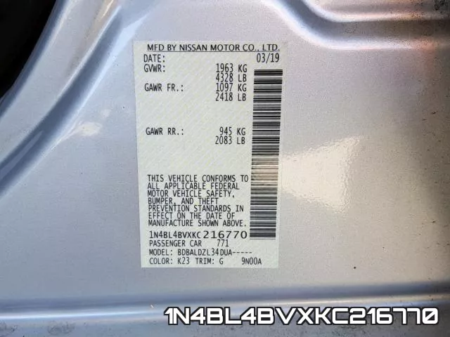 1N4BL4BVXKC216770 фото 2
