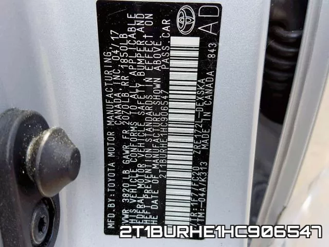 2T1BURHE1HC906547 фото 2