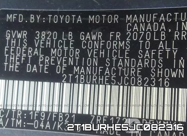 2T1BURHE5JC082316 фото 10