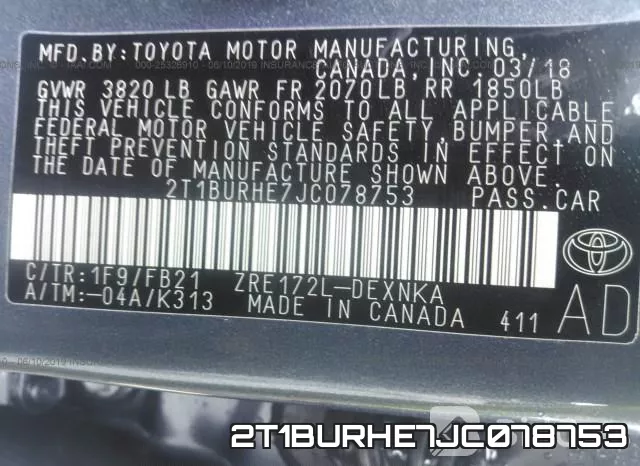 2T1BURHE7JC078753 фото 10
