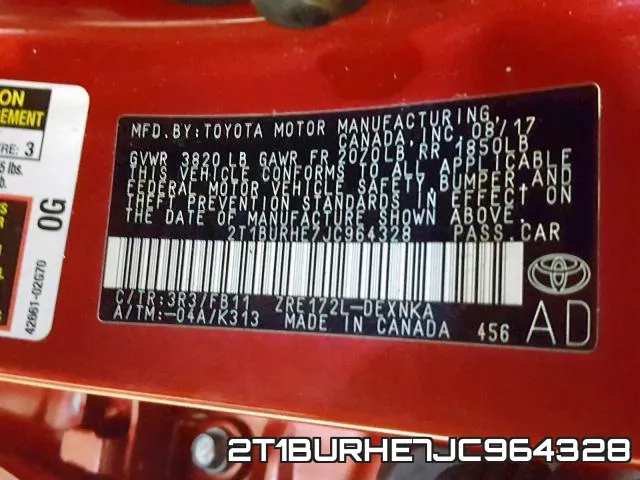 2T1BURHE7JC964328 фото 2