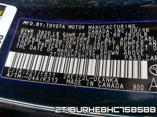 2T1BURHE8HC758588 фото 2