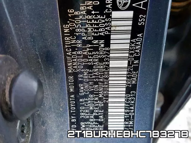 2T1BURHE8HC783278 фото 2