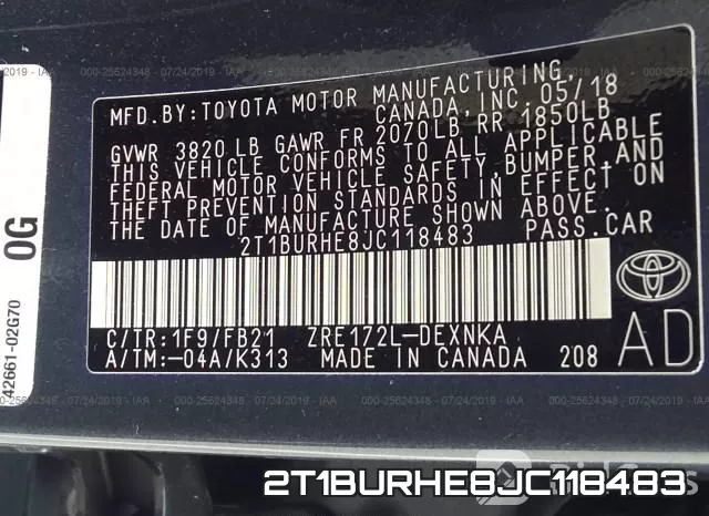 2T1BURHE8JC118483 фото 10