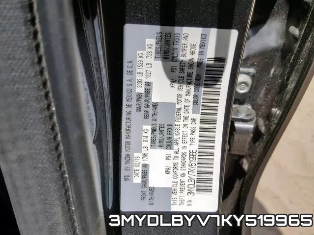 3MYDLBYV7KY519965 фото 2
