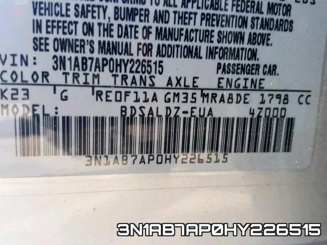 3N1AB7AP0HY226515 фото 2