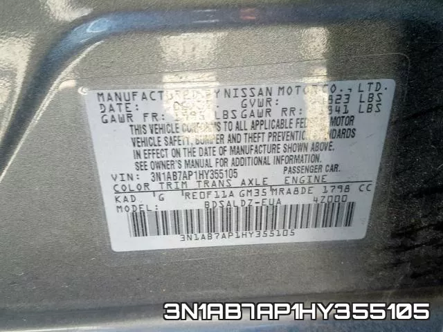 3N1AB7AP1HY355105 фото 2