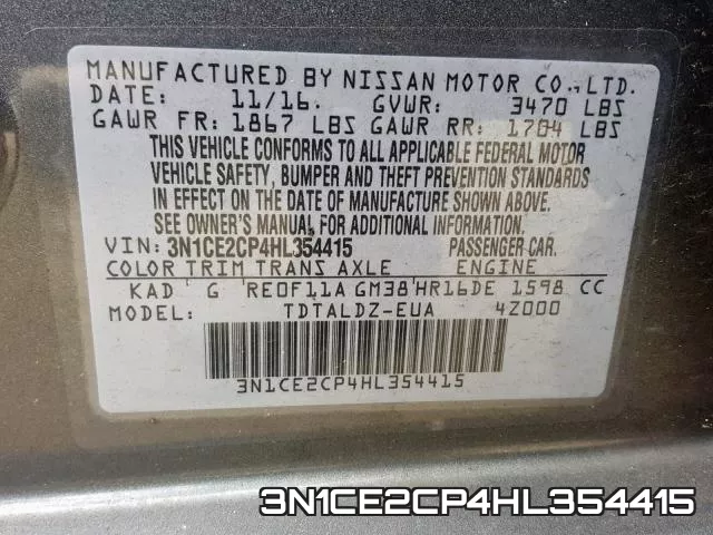 3N1CE2CP4HL354415 фото 2