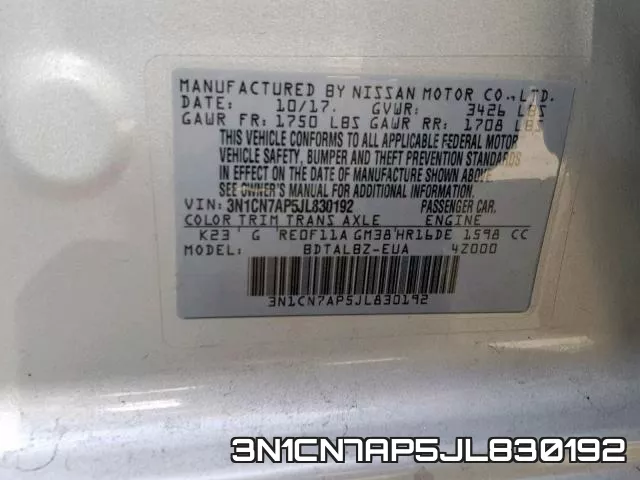 3N1CN7AP5JL830192 фото 2