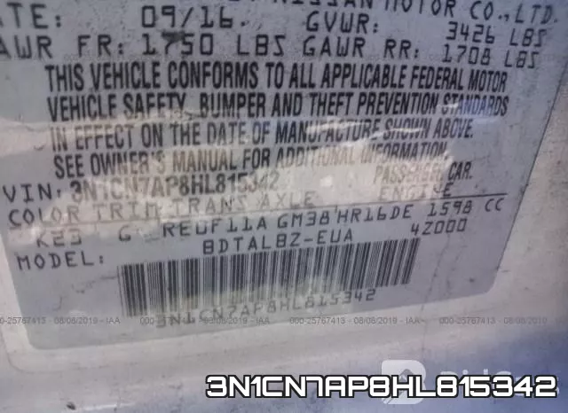 3N1CN7AP8HL815342 фото 8