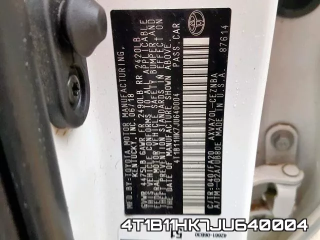 4T1B11HK7JU640004 фото 2