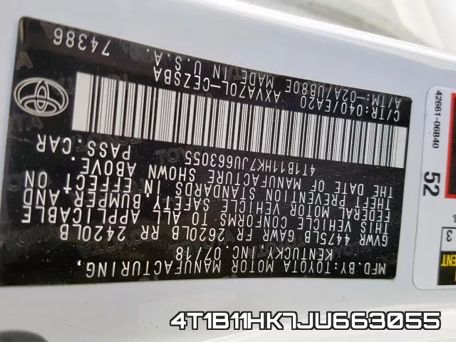 4T1B11HK7JU663055 фото 2