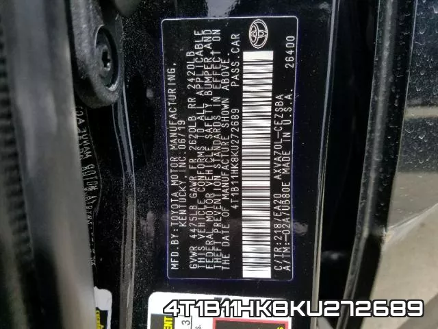 4T1B11HK8KU272689 фото 2