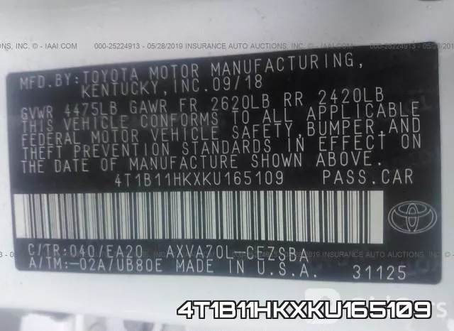 4T1B11HKXKU165109 фото 10