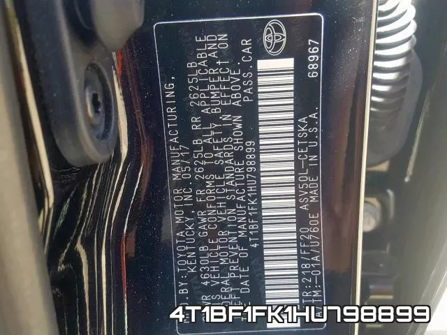 4T1BF1FK1HU798899 фото 2