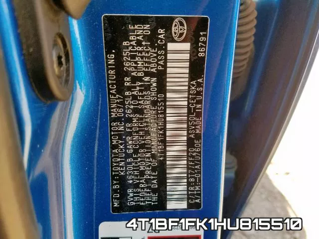 4T1BF1FK1HU815510 фото 2