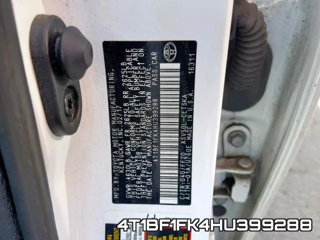4T1BF1FK4HU399288 фото 2