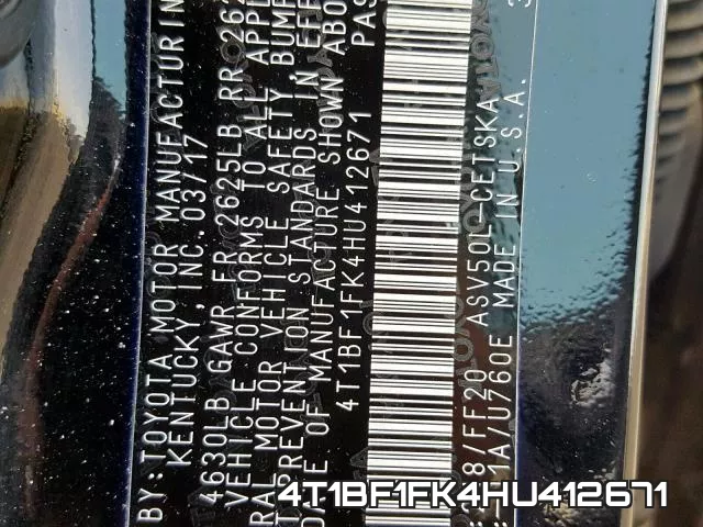 4T1BF1FK4HU412671 фото 2