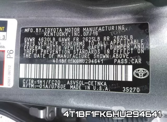 4T1BF1FK6HU294641 фото 10