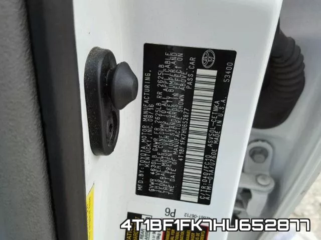 4T1BF1FK7HU652877 фото 2