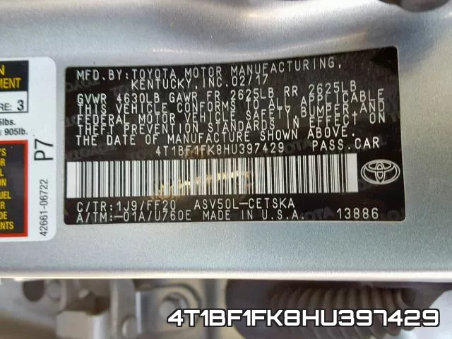4T1BF1FK8HU397429 фото 2