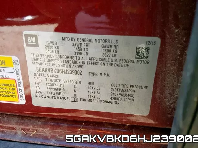 5GAKVBKD6HJ239002 фото 2