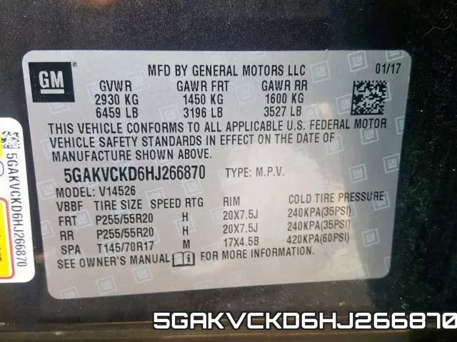 5GAKVCKD6HJ266870 фото 2