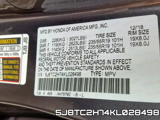 5J8TC2H74KL028498 фото 2