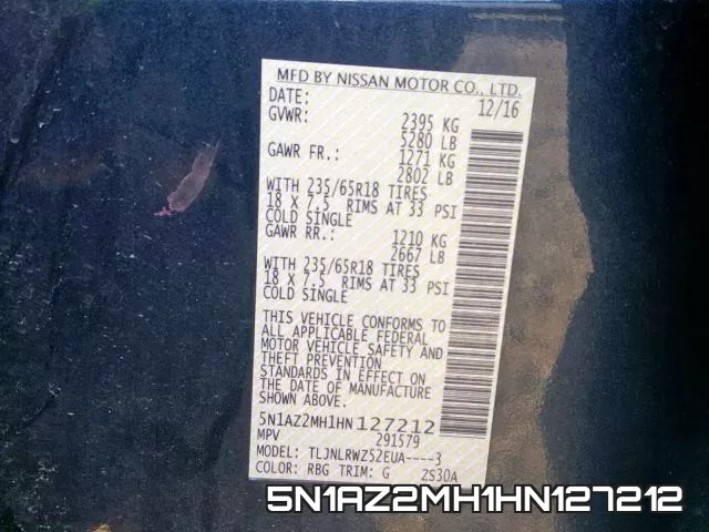 5N1AZ2MH1HN127212 фото 2