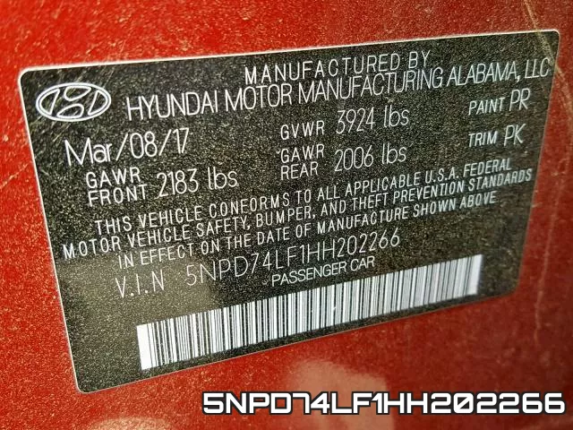5NPD74LF1HH202266 фото 2