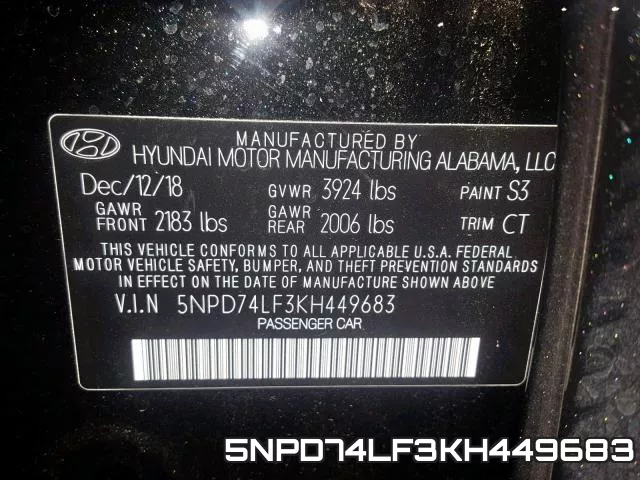 5NPD74LF3KH449683 фото 2