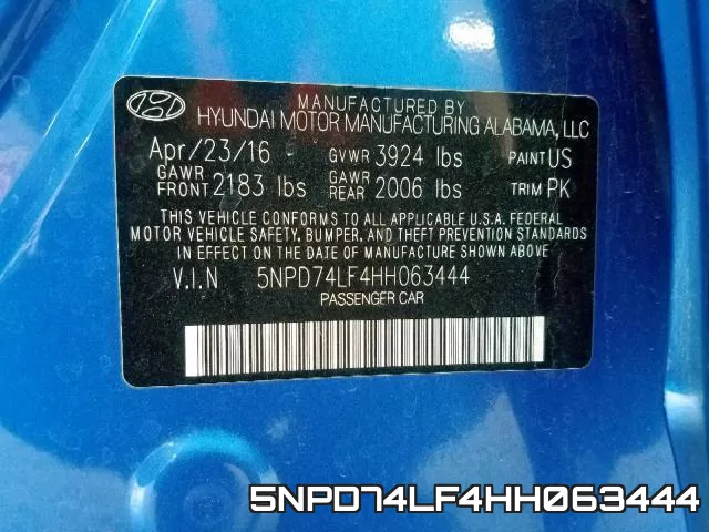 5NPD74LF4HH063444 фото 2