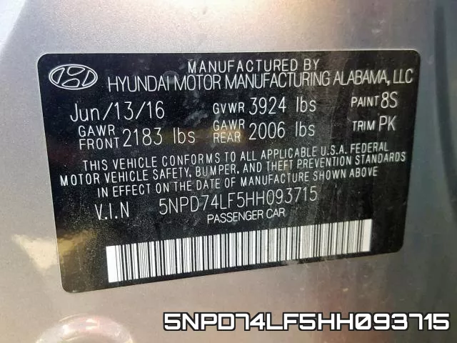 5NPD74LF5HH093715 фото 2
