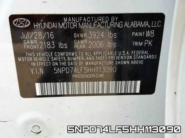 5NPD74LF5HH113090 фото 2
