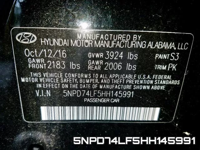 5NPD74LF5HH145991 фото 2