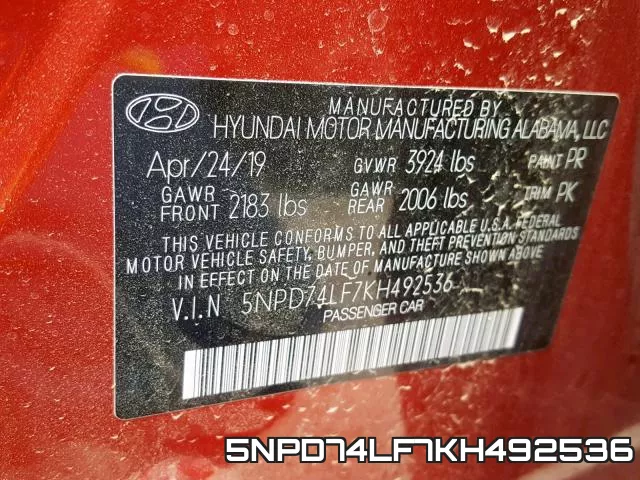 5NPD74LF7KH492536 фото 2