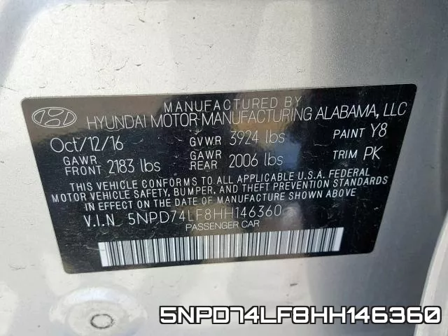 5NPD74LF8HH146360 фото 2