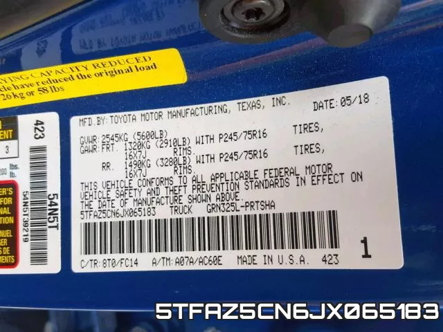 5TFAZ5CN6JX065183 фото 2