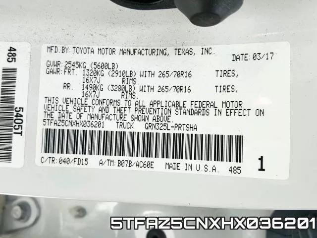 5TFAZ5CNXHX036201 фото 2