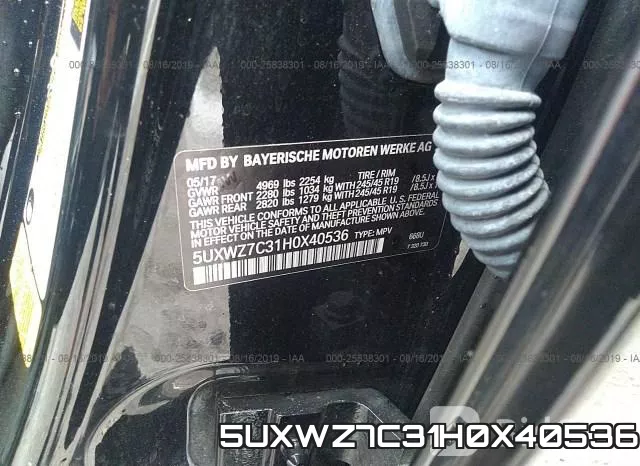 5UXWZ7C31H0X40536 фото 10