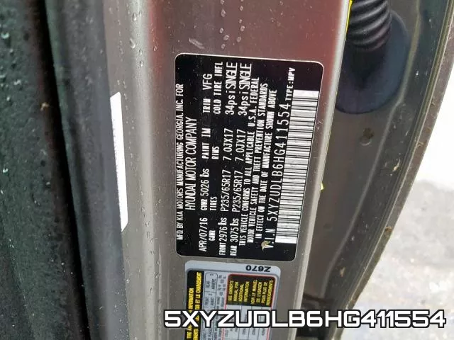 5XYZUDLB6HG411554 фото 2