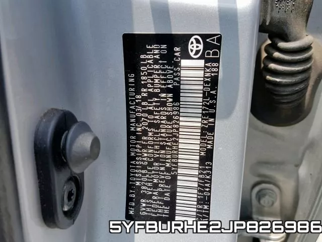 5YFBURHE2JP826986 фото 2