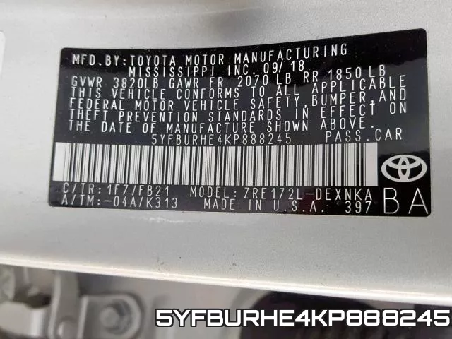 5YFBURHE4KP888245 фото 2