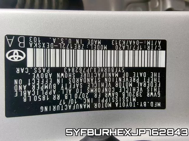 5YFBURHEXJP762843 фото 2