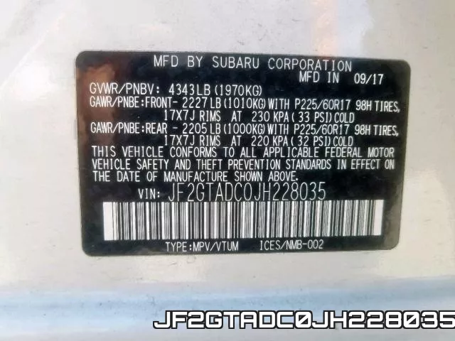 JF2GTADC0JH228035 фото 2