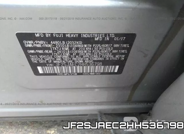JF2SJAEC2HH536798 фото 10