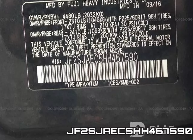 JF2SJAEC5HH467590 фото 10