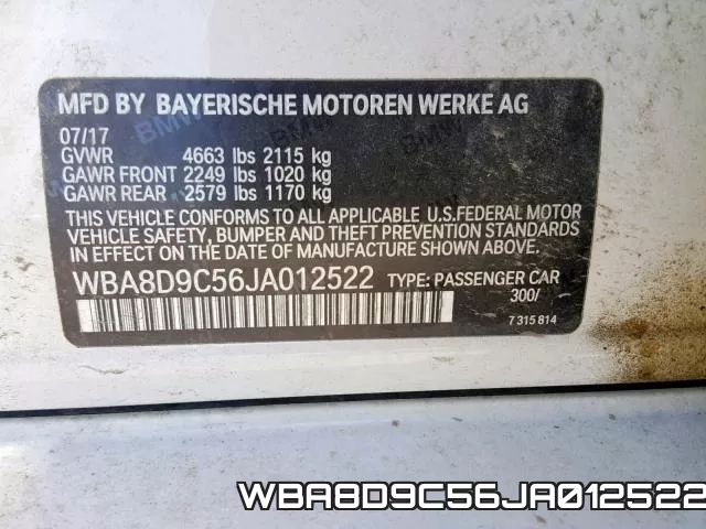 WBA8D9C56JA012522 фото 2
